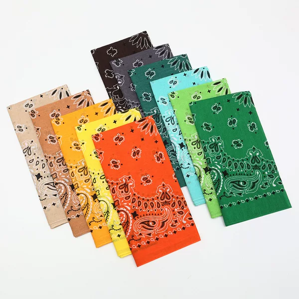 Cross-Border Hot-Selling Pure Cotton Vintage Double Paisley Headscarf Hip-Hop Street Dance Square Scarf Direct from Manufacturer
