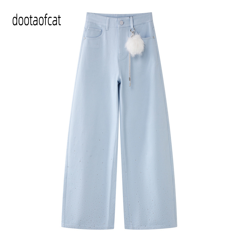 2026 Winter New Women's Casual Designer Style Rhinestone Curved Cut Denim Long Pants Rk91302354 2026 Winter New Women's Casual Designer Style Rhinestone Curved Cut Denim Long Pants Rk91302354