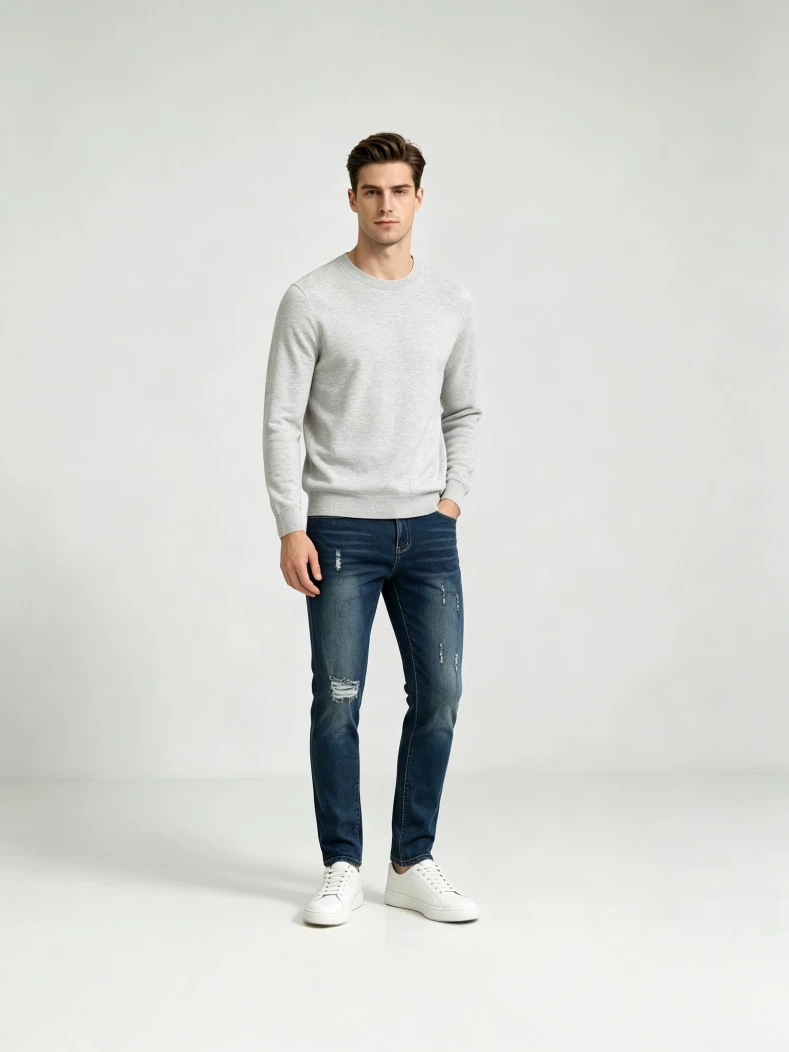 Jeans Ajustados para Hombre de Mezclilla de Algodón, Elástico, Lavado, para Uso Casual