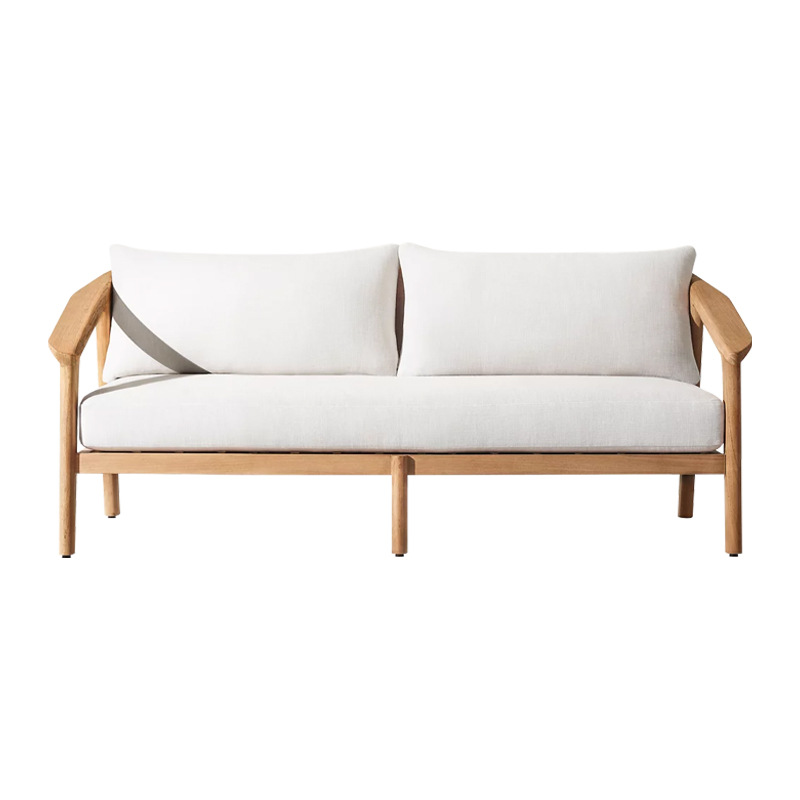 Sofá nórdico de teca al aire libre, sofá de patio al aire libre, impermeable y protector solar, sofá de ratán al aire libre, sofá de madera maciza