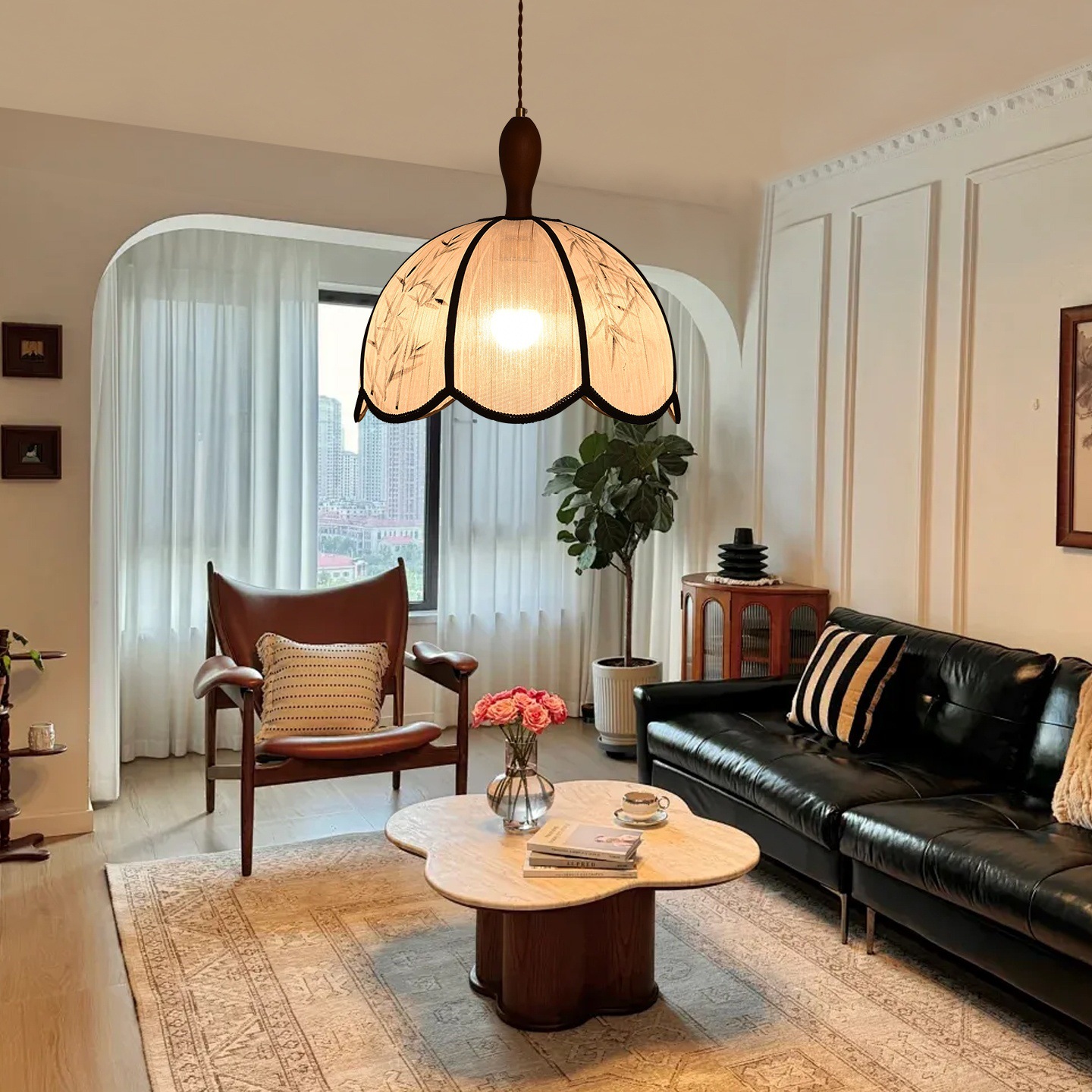 Red popularidad de estilo japonés retró tela cabecera bar tronco pequeño candelabro nórdico sala de té sala de estar comedor candelabro