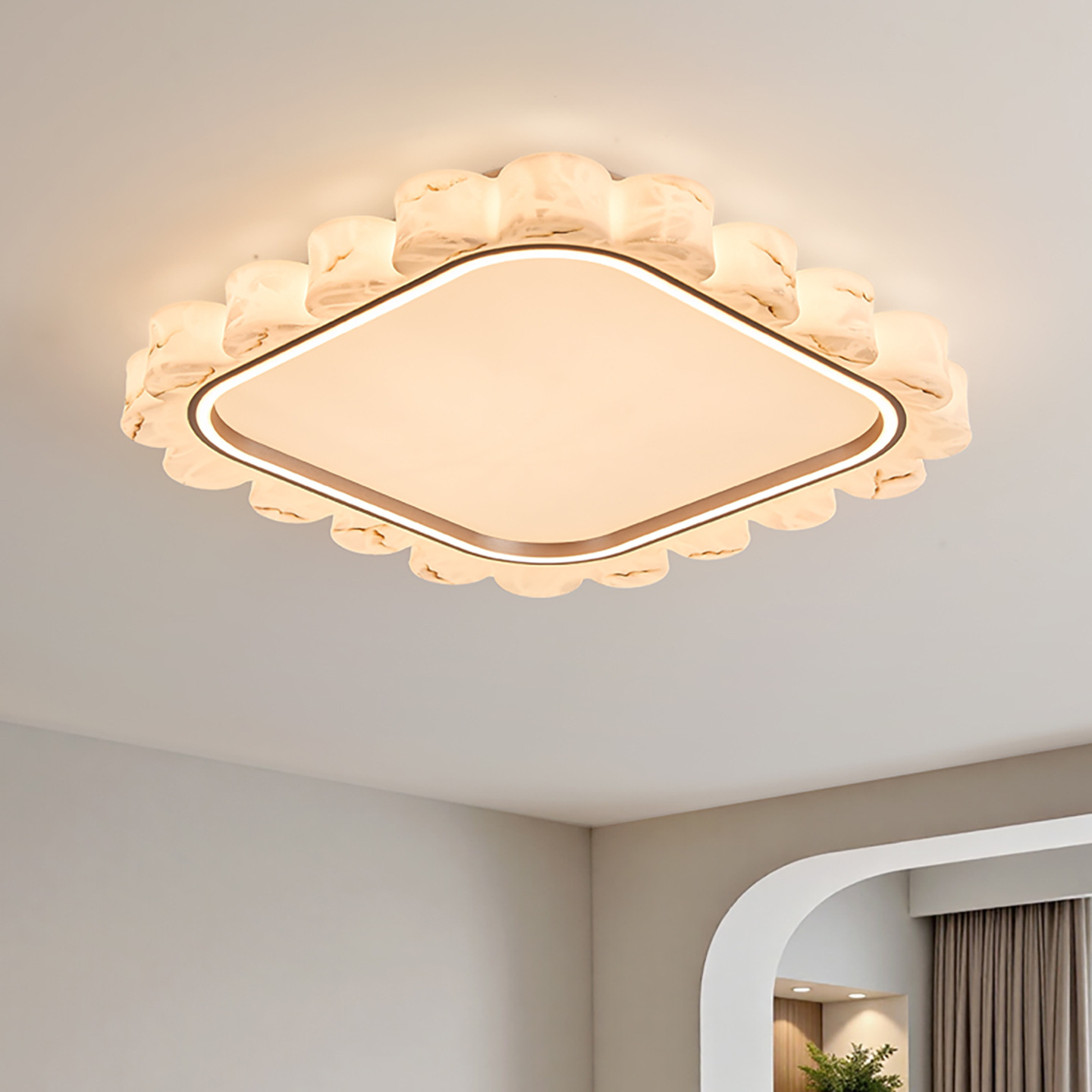 Luz principal de la sala de estar lámpara de techo lujosa ligera de lujo de lujo superior a prueba de nube piedra dormitorio estudio LED de espectro completo lámpara de protección de ojos 055L