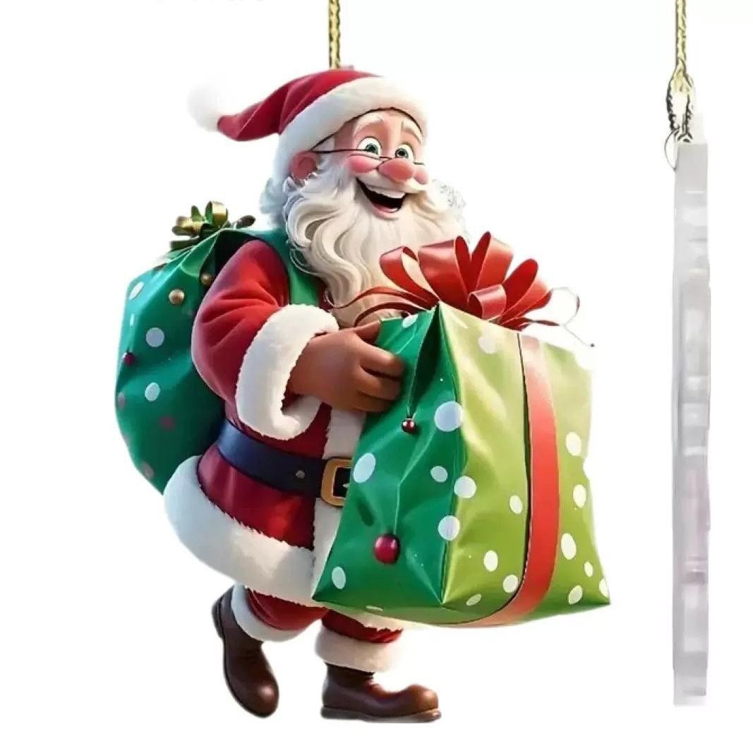 Nuevo acrílico plano Santa Navidad Navidad decoración del árbol de Navidad colgante de espejo retrovisor