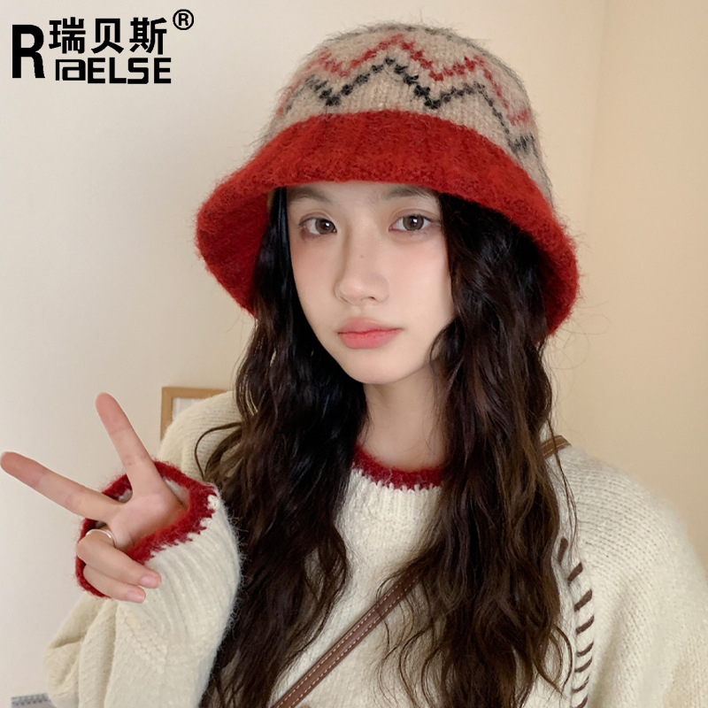渔夫帽女秋冬针织帽韩国冬季帽子女款大头围百搭保暖盆帽毛线帽