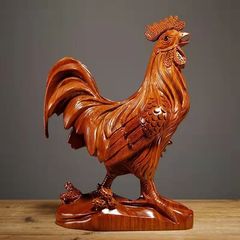 客廳木雕大公雞擺件黃花梨實木十二生肖家居黑檀工藝品