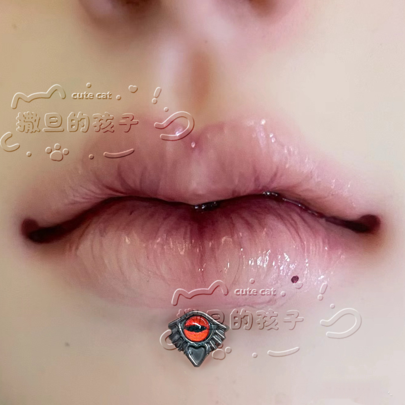 Labret stud lip piercing jewelry styling detail