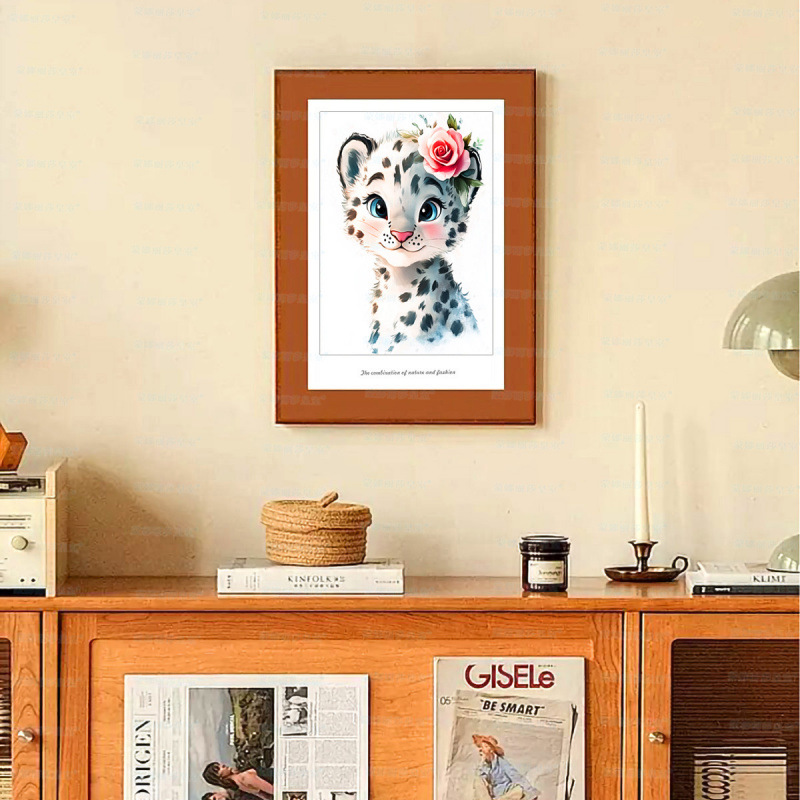Mona Lisa Real Animal Combinado de bordado cruzado - Leopardo adorable miniaturizado de dibujos animados bordado a mano moderno minimalista image 2
