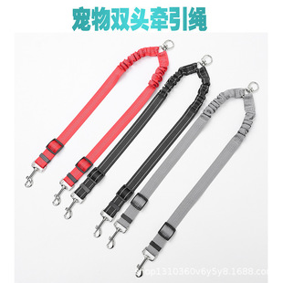 Pet Leash Double-Ended Reflective Nylon Dog Leash Small Dog Large Dog Explosion-Proof One-To-Two Elastic Rope Wholesale