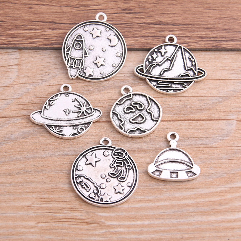 Metal accessory with accessories, pendant, space astronaut, 2 colors, handmade