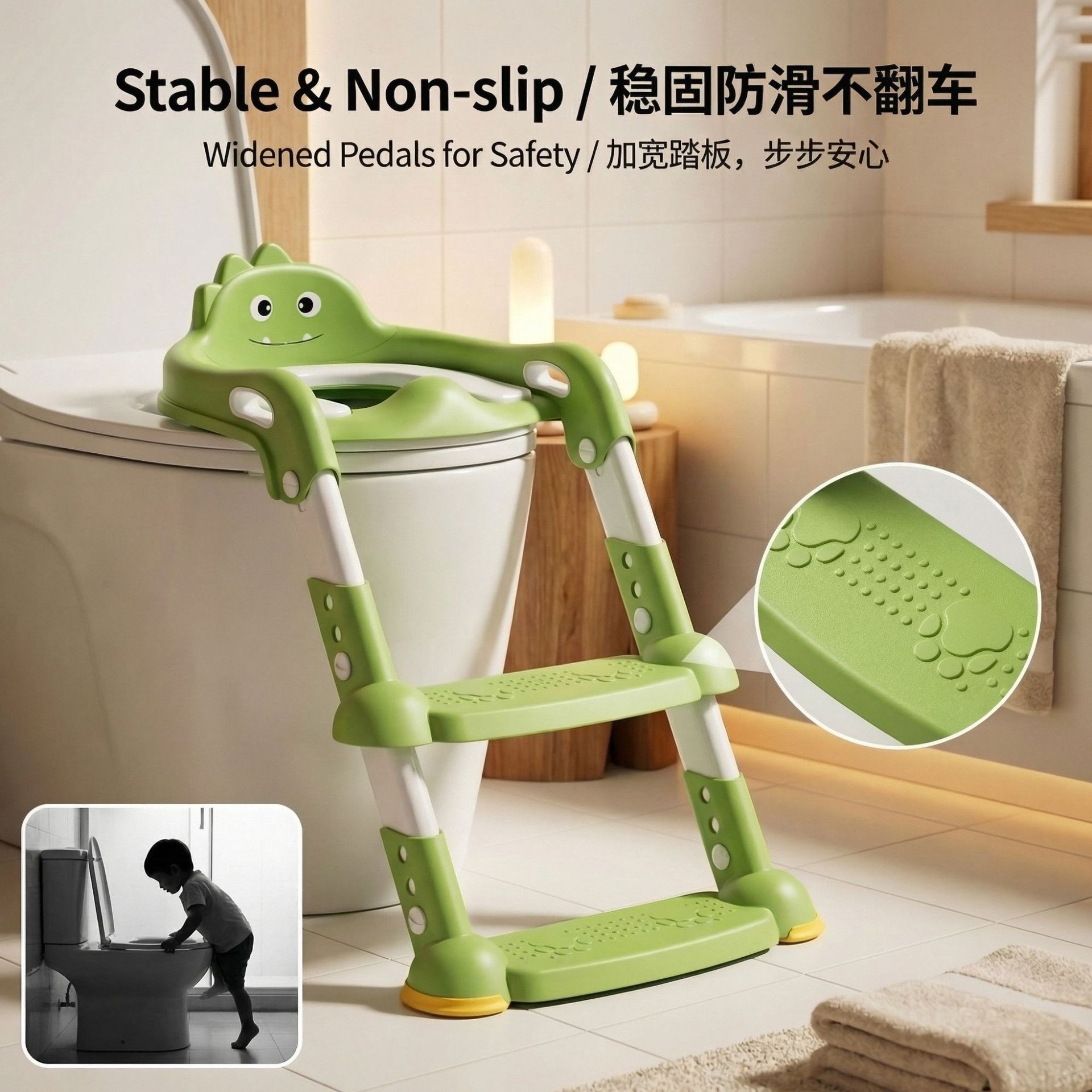 Children's Toilet Auxiliary Stool, Stair-Style Toilet Seat, Toddler Footstool, Baby Toilet Seat, Portable Toilet Ladder