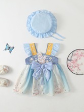 婴儿夏装汉服哈衣服女宝宝中国风连体衣夏天满月百天服洋气公主裙