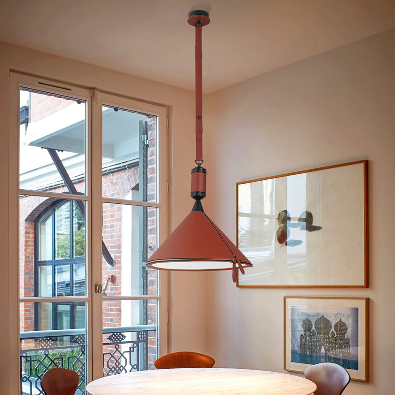 北欧意大利北欧设计师别墅餐厅书房皮革艺术皮带吊灯Loft工业风灯