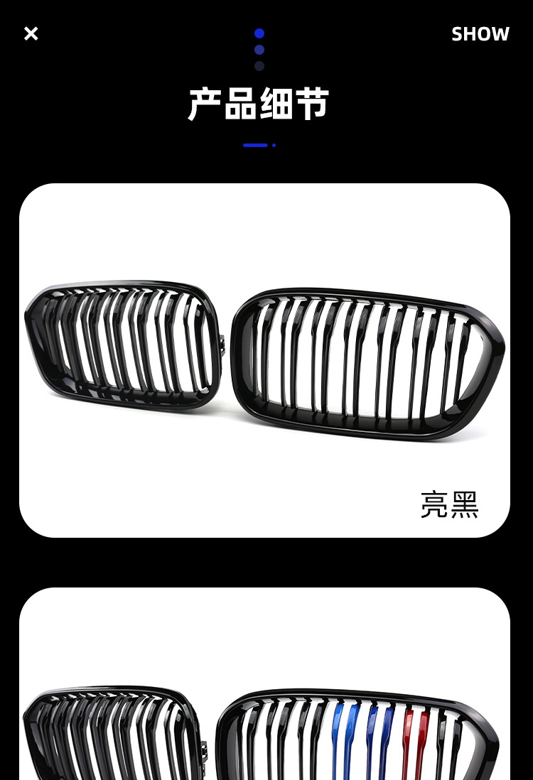 Suitable for 2015-2018 Bmw 1 Series F20 Modified Dual-Line Glossy Black Front Grille with Carbon Fiber Pattern Sports Style