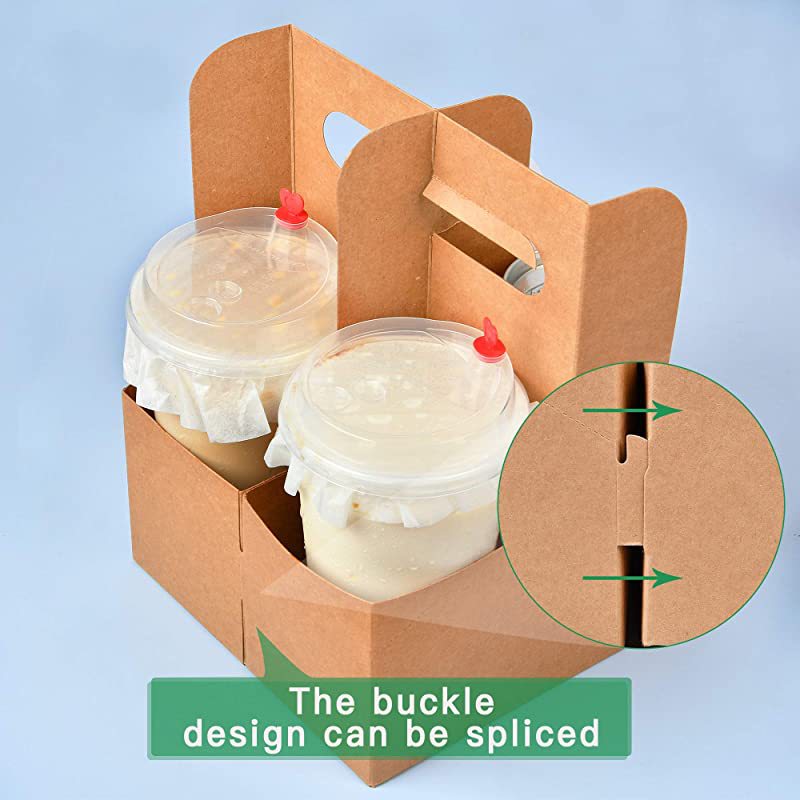 Papel Kraft desechable espesado café leche té solo doble cuatro portavasos logotipo imprimible patrón para llevar caja de embalaje