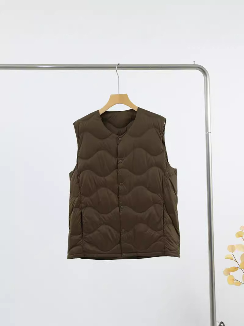 Nuevo invierno hombre ligero plumón interior cuello V delgado portátil suelto universal abrigo de manga larga de chaqueta blanca cálida