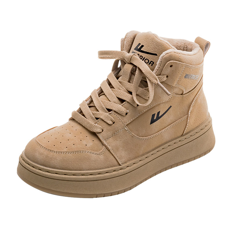 Botas unisex de caña alta con suela gruesa, transpirables, de color liso con cordones, estilo sencillo y versátil para exteriores, calzado de pareja, venta al por mayor.