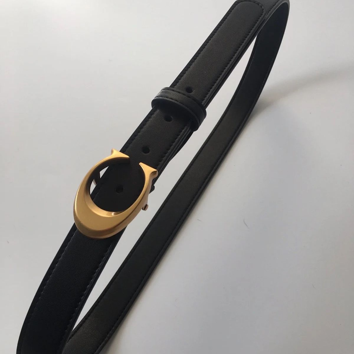 新款蔻家2.5字母扣大C家牛皮裤皮带男女士时尚休闲百搭腰带现货