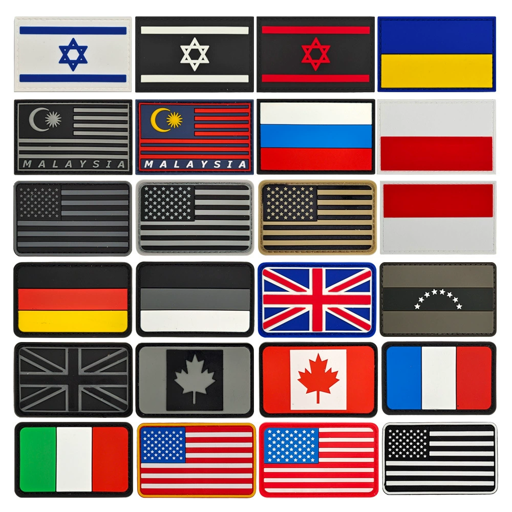 Спот 3D PVC мягкая клейкая печать Флаги стран мира волшебная наклейка для аутсорсинга расходных материалов резиновый патч значок