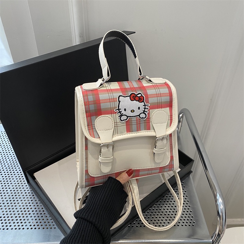 Mochila de niños de estilo casual de nicho de placas 2024 nueva mochila pequeña color contraste simple mochila portátil