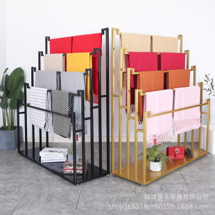 Clothing store golden scarf shelf silk scarf display stand floor pants multi-layer shawl shelf fabric scarf display