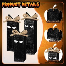 跨境万圣节木质黑猫套装桌面装饰摆件万圣节派对用品封层托盘装饰