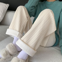 雪尼尔阔腿裤女秋冬季加绒加厚2025新款显瘦直筒灯芯绒休闲裤子女