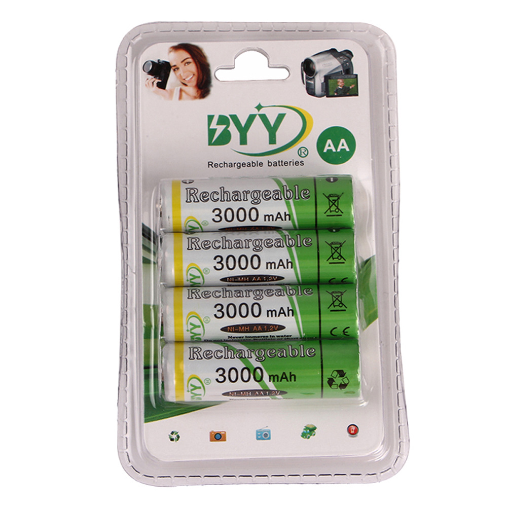 BYY 5号充电电池儿童玩具遥控器镍氢电池吸卡包装1.2V充电电池