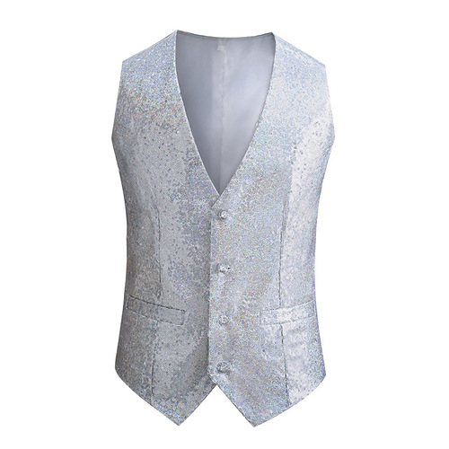 Sparkling sequin vest men's performance costume stage host choir nightclub beaded vest