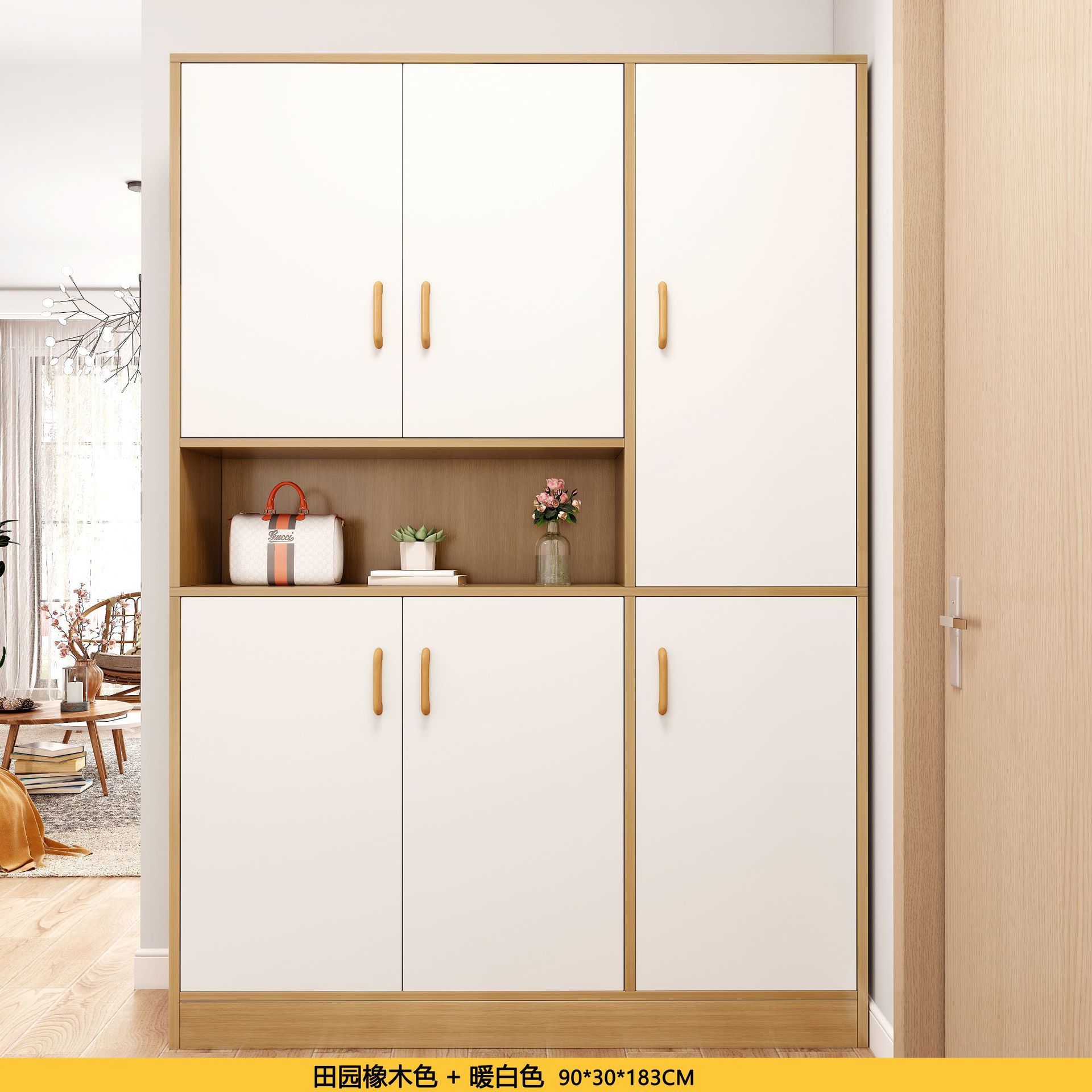 [그리드가 있는 새로운 6도어] 패스럴오크 컬러 90cm