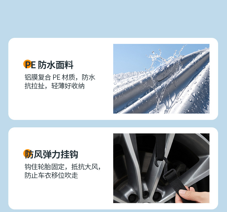 Full-coverage car cover made of one-piece cut PE plastic film, lightweight, simple, waterproof, dustproof car cover, car sunshade