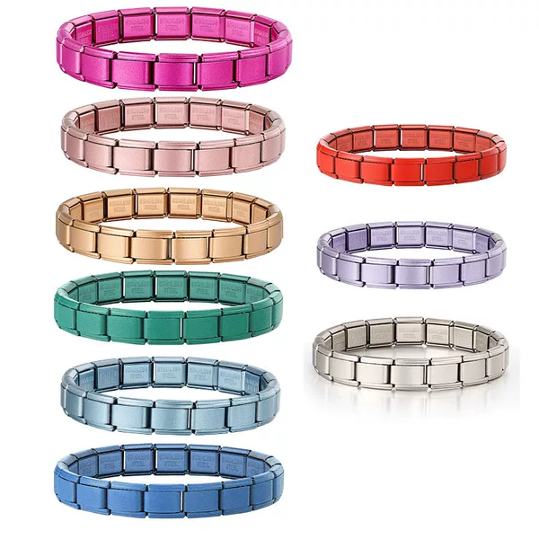 Cross-border matte paint finish Italian modular bracelet, versatile DIY unisex wristband accessory with elastic band
