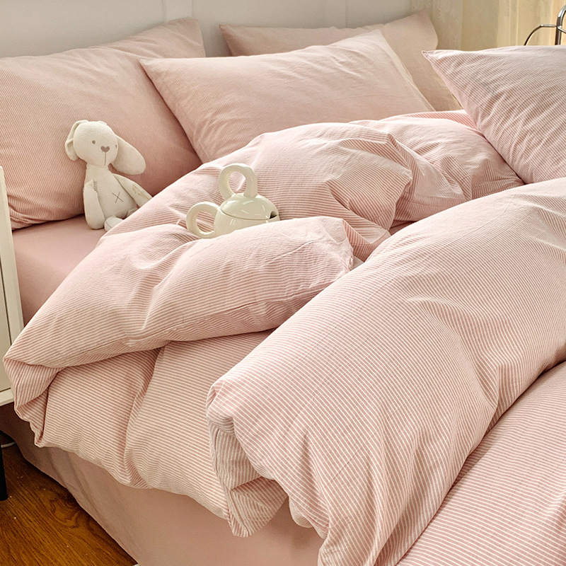 Algodón simple, algodón lavado con agua, cuatro piezas, 100 sábanas de algodón, dormitorios de estudiantes, tres piezas de cama