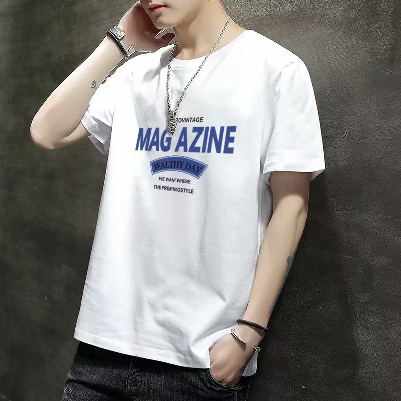 Camiseta 2024 nueva marca de moda masculina de manga corta verano más grasa suelta ropa de media manga ropa de verano con sensación de hielo