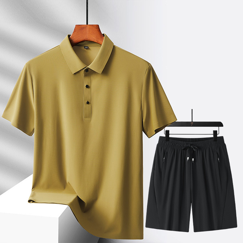 Nuevo traje de ocio deportivo, traje de ocio de hielo multicolor opcional, pantalones cortos de polo, un juego de color sólido para hombres y mujeres