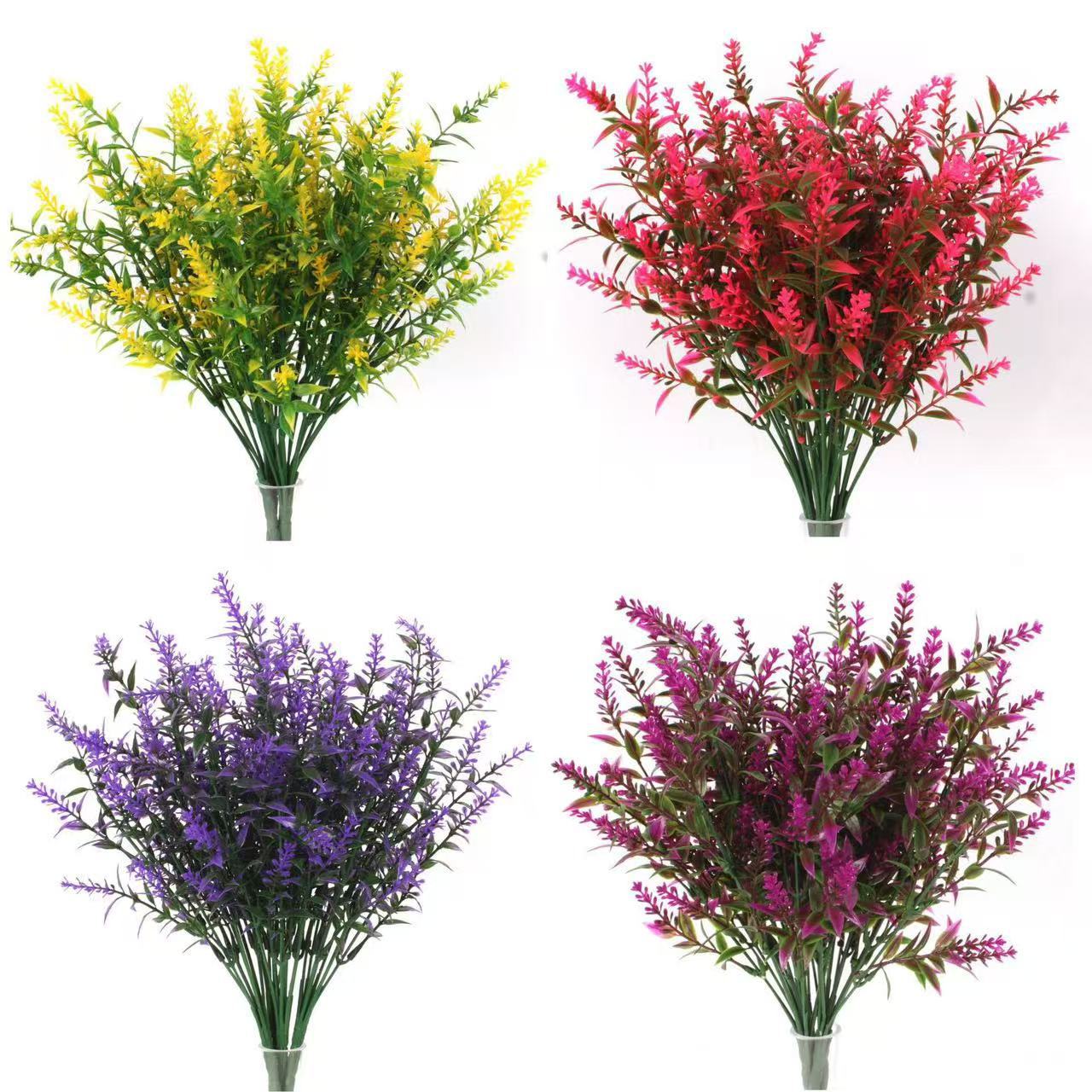 Flores simuladas lavanda flores falsas flores flores verdes en maceta floral decoración floral pared floral al por mayor espigas de trigo simuladas hierba de perro