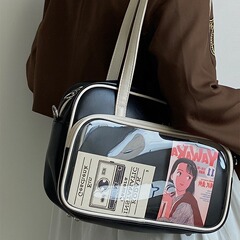 Square Fashion Tote Bag Women's 2024 New Soft Leather Large Capacity Shoulder Messenger Bag College Student Class Handbag