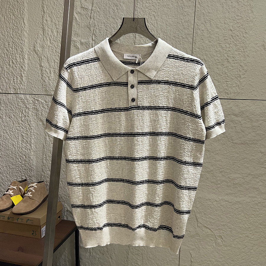 Polo camiseta de punto camiseta de manga corta hombre V-collar gaviota collar solapa vieja camiseta de hielo de viento de verano fábrica transfronteriza al por mayor image 10