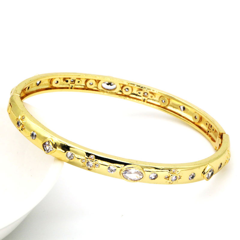 Fashion Star Copper Inlay Zircon Bangle 1 Piece