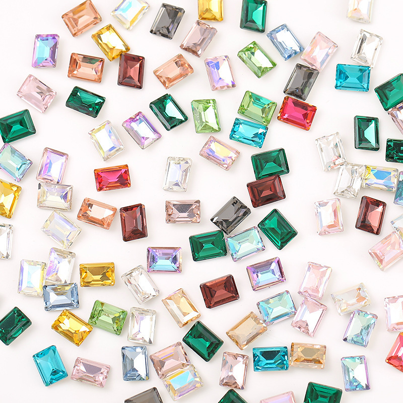 Pointed Bottom Rectangular Right Angle Sugar Cube Acrylic Diamond Super Flash Stereo Square Diamond Nail Diamond Accessories Nail Art Jewelry Diamond