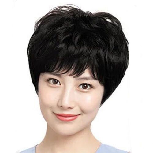 Wig, short hair, full headgear, realistic full wig, middle-aged and elderly short curly hair, fluffy high temperature wire, factory direct sale