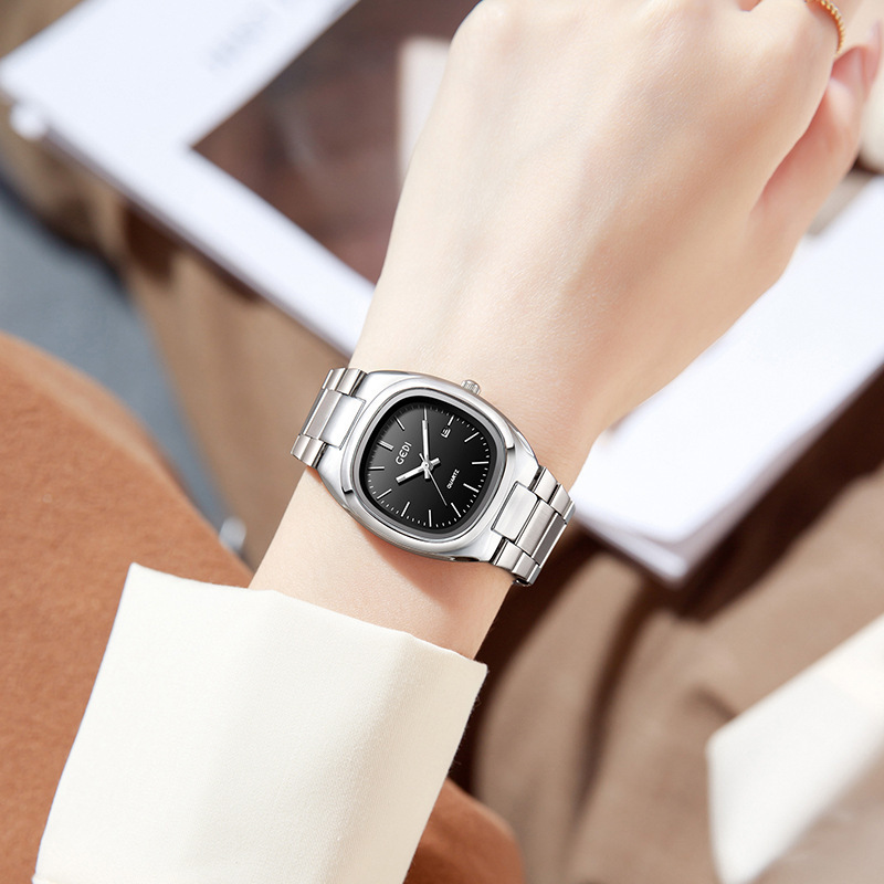 Orologio da polso da donna Gedi Simple Dual Calendar, in acciaio massiccio, impermeabile, di alta qualità, al quarzo ovale, da donna_voghion.com