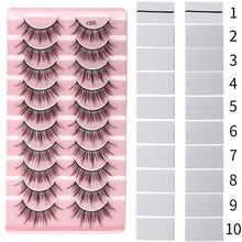 跨境欧美外贸10对假睫毛自然浓密配胶条免胶水网红女团眼睫毛仿真