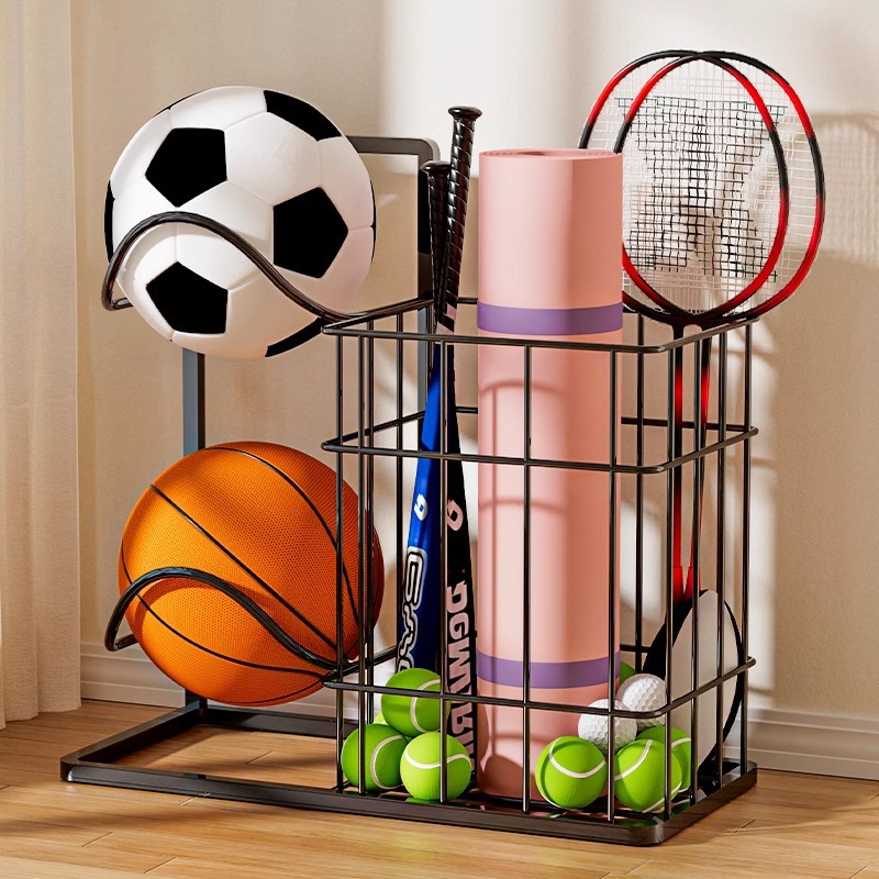 Estante de almacenamiento de estantes de yoga para dormitorios de estudiantes de equipos de ejercicios domésticos canasta de almacenamiento deportivo de dormitorio de invitados bádminton estante de almacenamiento