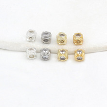 铜保色18K真金镶钻隔珠串珠桶珠水晶珍珠手串手链diy饰品配件C45