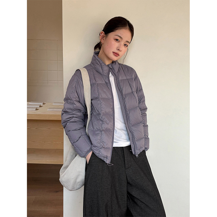 Han Xun Simple, Light, Warm and Versatile down Jacket for Women 2025 Winter New White Duck down Stand Collar Jacket 25796