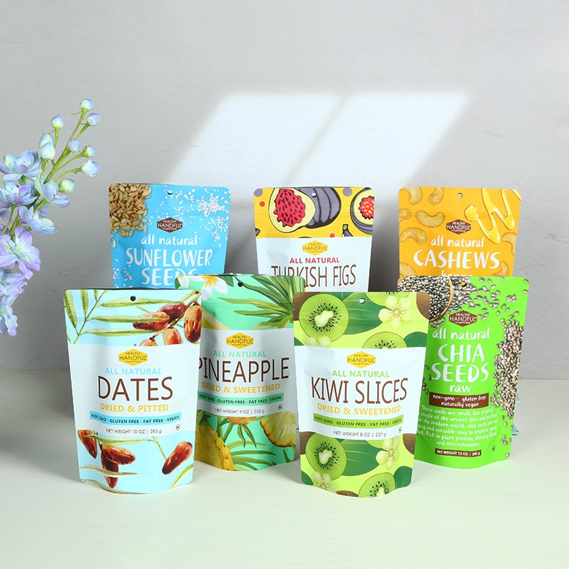 厂家批发食品包装袋塑料自立自封袋坚果零食包装袋三边封自立袋