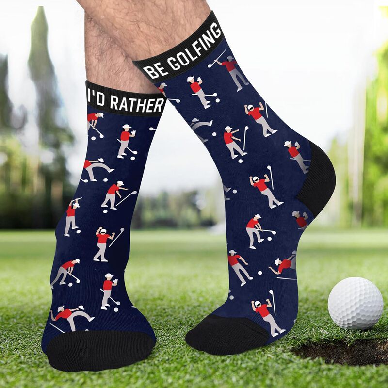 Cross-Border Amazon I'D Rather Be Golfing English Letter Socks Golf Sports Mid-Calf Socks Cross-Border Amazon I'D Rather Be Golfing English Letter Socks Golf Sports Mid-Calf Socks