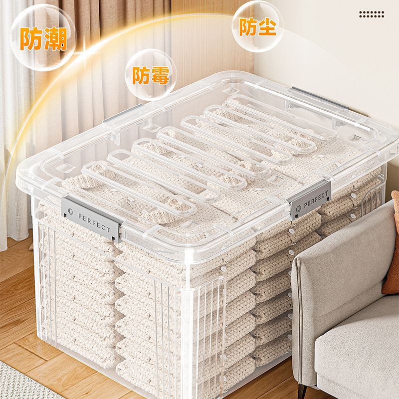 特大号防尘加厚收纳箱客厅卧室防潮储物箱换季衣物被褥塑料整理箱|undefined