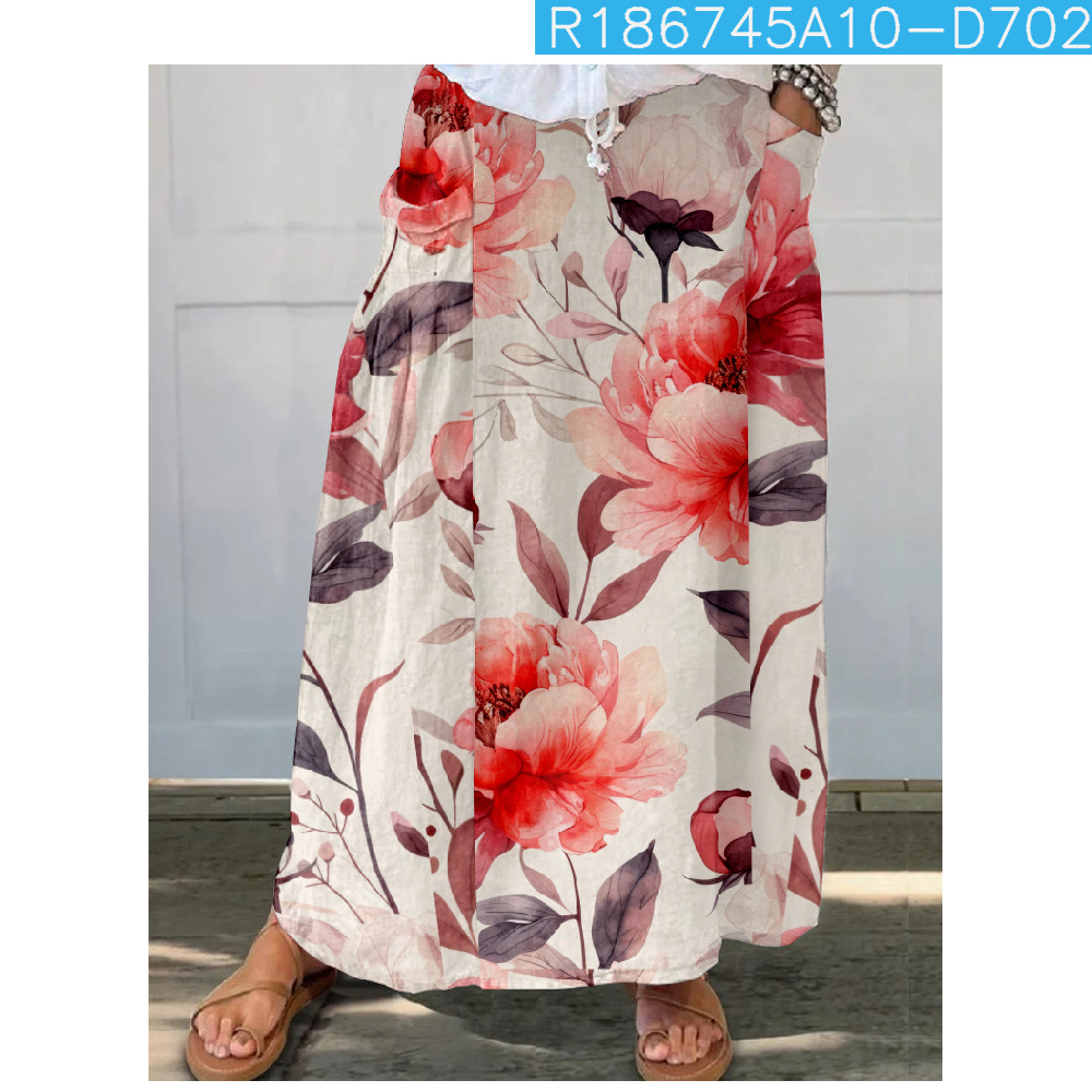 New Floral Pattern 3D Printed Skirt With Pockets