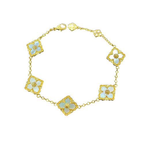 Elegant Women's Four-Leaf Clover Necklace with 18K Gold Plating, Rhombus Mother-of-Pearl and Multicolor Beads, French High-End Style Jewelry